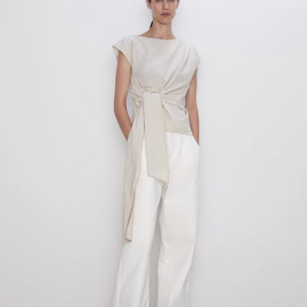 Zara Sleeveless Top with Tie-Waist - Size XS